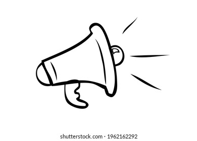 Vector Hand Draw Sketch Sign, Bullhorn, Isolated on White 
