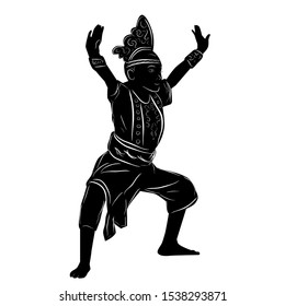 Vector Hand Draw Sketch and silhouette of Young Girl Traditional West Java, Sunda  Indonesia 
