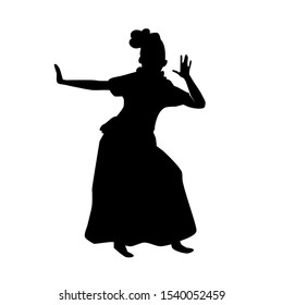 Vector Hand Draw Sketch and silhouette of Young Girl Traditional West Java, Sunda  Indonesia 
