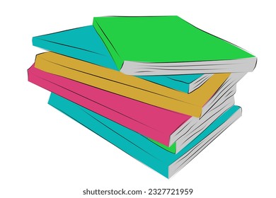 vector hand draw sketch stack of book
