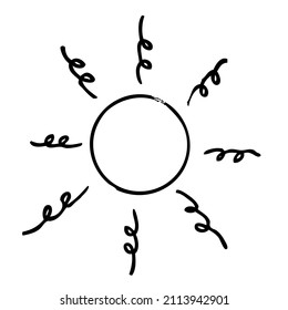 Vector Hand draw Sketch of Sunburst, sun Burst, Isolated on White
