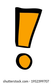 Vektorhandzeichnung, dünne Markierung, Ausrufezeichen, einzeln auf Weiß
