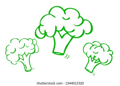 vector hand draw sketch, three brocoli