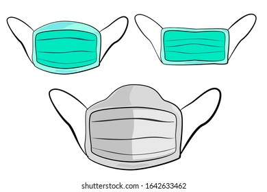 Vector, Hand Draw Sketch three model of Mask, for your element design 
