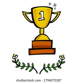 Trofeo de dibujo de mano del vector 