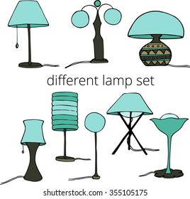 vector hand draw table lamp set