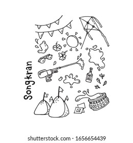 Image vectorielle dessinée à la main de thaïlandaises Songkran, fond d'écran des collections du festival	