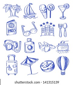 vector hand draw travel icon set on white