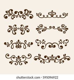 Vector hand draw vintage floral design elements. Flowers decorative elements. Floral elements for decoration set.