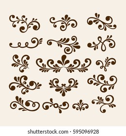 Vector hand draw vintage floral design elements. 