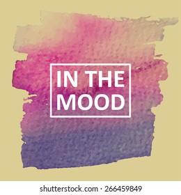 Vector hand draw watercolor background with text in frame. Eps10