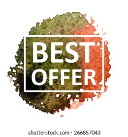 Vector hand draw watercolor background with text in frame. Eps10