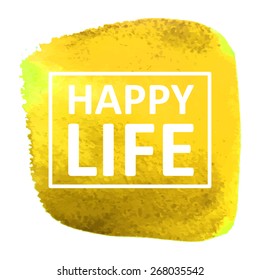 Vector hand draw watercolor background with text in frame. Eps10