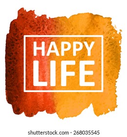 Vector hand draw watercolor background with text in frame. Eps10