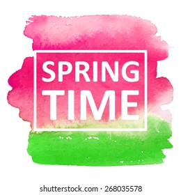 Vector hand draw watercolor background with text in frame. Eps10