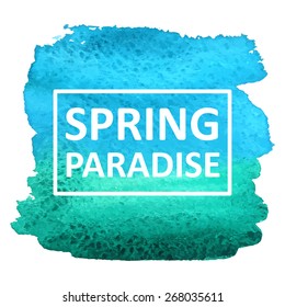 Vector hand draw watercolor background with text in frame. Eps10