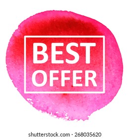 Vector hand draw watercolor background with text in frame. Eps10