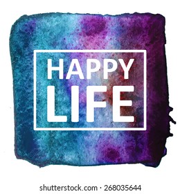 Vector hand draw watercolor background with text in frame. Eps10