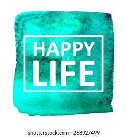 Vector hand draw watercolor background with text in frame. Eps10