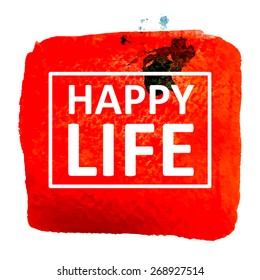 Vector hand draw watercolor background with text in frame. Eps10