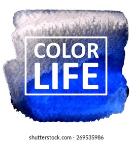 Vector hand draw watercolor background with text in frame. Eps10