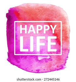 Vector hand draw watercolor spot background with text in frame for banners, advertising, cards, brochure, posters . Eps10