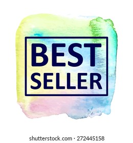 Vector hand draw watercolor spot background with text in frame for banners, advertising, cards, brochure, posters . Eps10