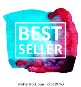 Vector hand draw watercolor spot background with text in frame for banners, advertising, cards, brochure, posters . Eps10