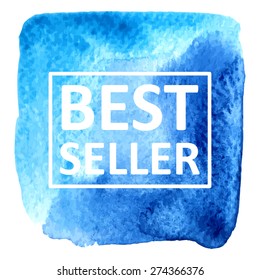 Vector hand draw watercolor spot background with text in frame for banners, advertising, cards, brochure, posters . Eps10