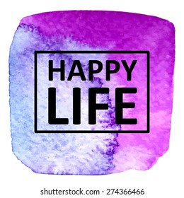 Vector hand draw watercolor spot background with text in frame for banners, advertising, cards, brochure, posters . Eps10