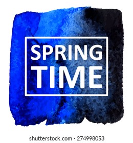 Vector hand draw watercolor spot background with text in frame for banners, advertising, cards, brochure, posters . Eps10