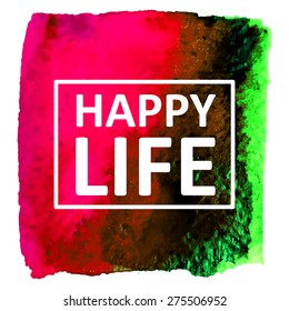 Vector hand draw watercolor spot background with text in frame for banners, advertising, cards, brochure, posters . Eps10