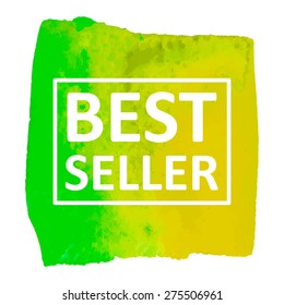 Vector hand draw watercolor spot background with text in frame for banners, advertising, cards, brochure, posters . Eps10