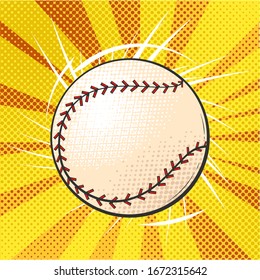 Vector hand drawb cartoon pop art illustration of baseball ball