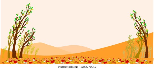 Vector Hand Drawing Autumn Background forest