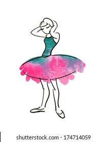vector hand drawing ballerina figure, watercolor