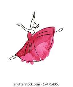 vector hand drawing ballerina figure, watercolor