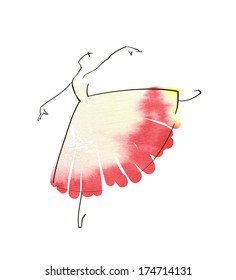 vector hand drawing ballerina figure, watercolor