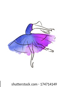 vector hand drawing ballerina figure, watercolor