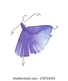 vector hand drawing ballerina figure, watercolor