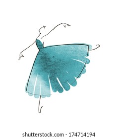 vector hand drawing ballerina figure, watercolor