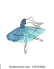 vector hand drawing ballerina figure, watercolor