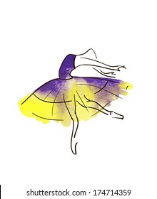 vector hand drawing ballerina figure, watercolor