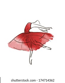 vector hand drawing ballerina figure, watercolor