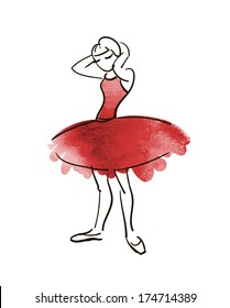 vector hand drawing ballerina figure, watercolor