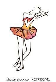 Vector hand drawing ballerina figure, watercolor illustration.