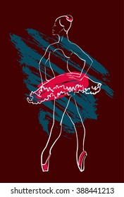 Vector hand drawing ballerina figure, watercolor illustration
