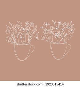 Vector hand drawing beautiful card for March 8