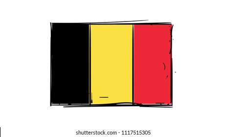 Vector hand drawing of Belgium flag sketch illustration