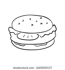 vector hand drawing big burger